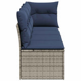 Garden Sofa with Cushion Grey 227 x 62 x 69cm Poly Rattan 366150