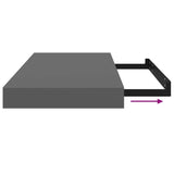 Floating Wall Shelves 4 pcs High Gloss Grey 50x23.5x3.8 cm MDF 323789