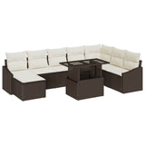 Sofa Set with Cushion 9 pcs Brown and Cream Poly Rattan 3349054