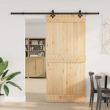 Sliding Door with Hardware Set 95x210 cm Solid Wood Pine 3332686
