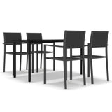 Garden Dining Set Black Powder-coated steel, plastic, glass 3099265