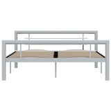 ZNTS Bed Frame without Mattress Grey and White Metal 120x200 cm 284558