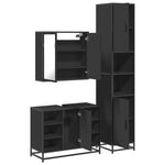 ZNTS 3 Piece Bathroom Furniture Set Black Engineered Wood 3301090