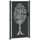 Garden Gate with Lock Black 110 x 205 cm Powder-coated steel 42015888