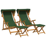 Deck Chair 4 pcs 3 Position Solid Eucalyptus Wood Green 3407801