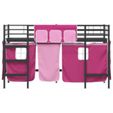 Kids'Loft Bed Frame with Curtains Black and Pink 100 x 190 cm 42020805