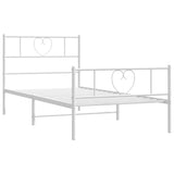 Metal Bed Frame without Mattress with Footboard White 75x190cm 355520