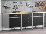 Work Cabinet with Drawer 3 pcs Black and Grey 150 x 55 x 85 cm 3321370