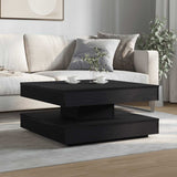 Coffee Table 360-Degree Rotatable Black 70x70x34.5 cm 858480