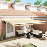 Retractable Awning Orange and white 500 x 300 cm Fabric, Metal 3331206