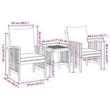 Garden Sofa Set with Cushion 3 pcs Brown Solid acacia wood 4106447