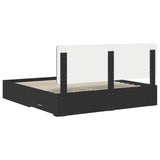 Bed Frame with Headboard Black 200 x 200 cm Engineered Wood 3412743