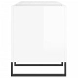 Record Cabinet High Gloss White 121x38x48 cm Engineered Wood 831686