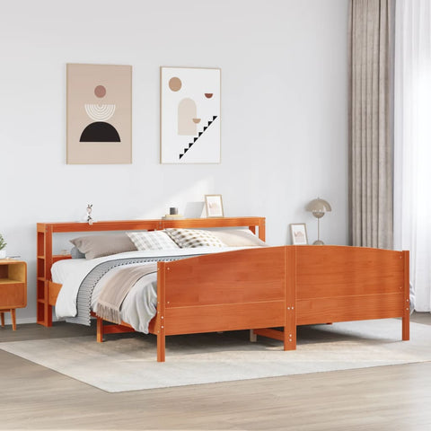 Bed Frame without Mattress Wax Brown 200x200 cm Solid Wood Pine 3306215
