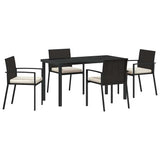 Garden Dining Set 5 pcs Black Powder-Coated Steel 3379249