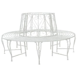 Tree Bench 8-Seater 160 x 89 cm Steel Antique White Round 42029503