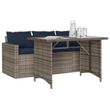 2 Piece Garden Dining Set with Cushions Grey Poly Rattan 366335
