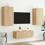 4 Piece TV Wall Units with LED Sonoma Oak Engineered Wood 3216820
