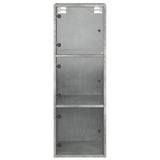 Wall Cabinet with Glass Doors Concrete Grey 35x37x100 cm 836486