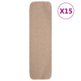 Anti Slip Stair Mats 15 pcs 75x20 cm Beige Rectangular 340403