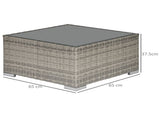 Square PE Wicker Rattan Table, with Glass Top - Light Grey T3398P323876