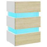 LED Bedside Cabinet White and Sonoma Oak 45x35x67 cm Engineered Wood 326845