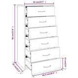 Sideboard with 6 Drawers Smoked Oak 50x34x96 cm Engineered Wood 815363