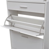 Shoe Cabinet with a Drawer and a Top Glass Shelf Wood White 241244