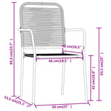 Dining Set Black Powder-coated steel, glass, cotton rope Durable 3099137