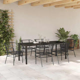 Garden Dining Set 7 pcs Black Poly Rattan 3380895