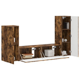 TV Cabinet Set Wall-mounted 4 pcs Smoked Oak Engineered Wood 3409029