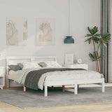 Bed Frame with Headboard White 135 x 190 cm Solid Pine Wood 872828