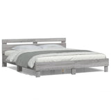 Bed Frame with LED without Mattress Grey Sonoma 200x200 cm 3207523