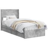 Bed Frame with Storage and Headboard Concrete Grey 90 x 190 cm 3414422