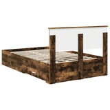 Bed Frame with Drawer Smoked Oak 120 x 200 cm Engineered Wood 3410917