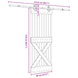 Sliding Door NARVIK Natural and Black 80 x 210 cm 3445378