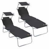 Sun Lounger Folding 2 pcs Black 58 x 188 x 77cm Polyester 42003060