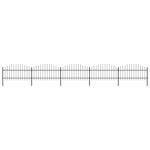 ZNTS Garden Fence with Spear Top Steel x8.5 m Black 277725