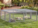 Rabbit Hutch Outdoor, Foldable Guinea Pig House with Openable Top, for 3 Bunnies, Ducks, Chickens, T3398P553471