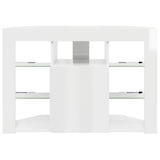 Corner LED TV Cabinet 100x40x68cm High gloss White 889789