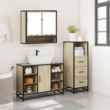 3 Piece Bathroom Furniture Set Sonoma Oak Engineered Wood 3301061