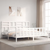 Bed Frame without Mattress White 200x200 cm Solid Wood Pine 3193097
