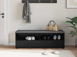 Hall Bench with Cushion with Drawer Black Oak 100 x 38 x 46 cm 891465