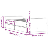 Bed Frame Smoked Oak Engineered wood Single Bed Frame 3207375