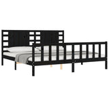 Bed Frame without Mattress Black 200x200 cm Solid Wood Pine 3192840