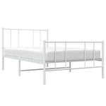 Metal Bed Frame without Mattress with Footboard White 90x200cm 352540