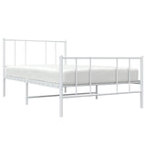 Metal Bed Frame without Mattress with Footboard White 90x200cm 352540