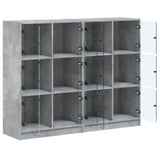 Bookcase with Doors Concrete Grey 136x37x109 cm Engineered Wood 3206513