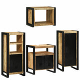 Bathroom Furniture Set with Shelf 4 pcs Brown Soild Mango Wood 3305680