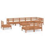 ZNTS 10 Piece Garden Lounge Set Solid Wood Pine Honey Brown 3082912